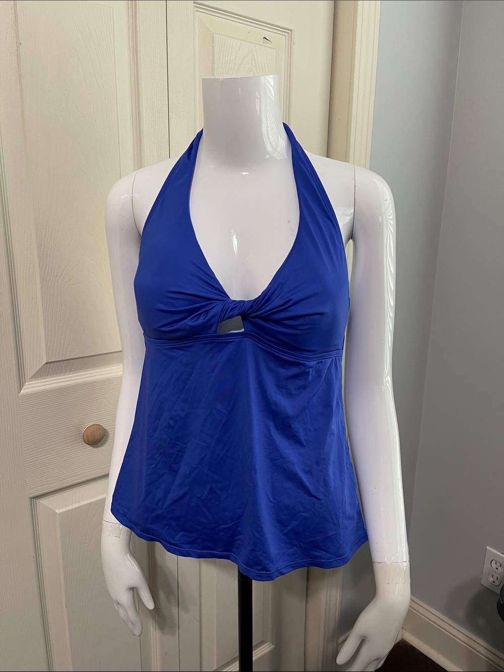 Gibson Latimer Royal Blue Halter Tankini Top - Twist Knot.  CONT R
